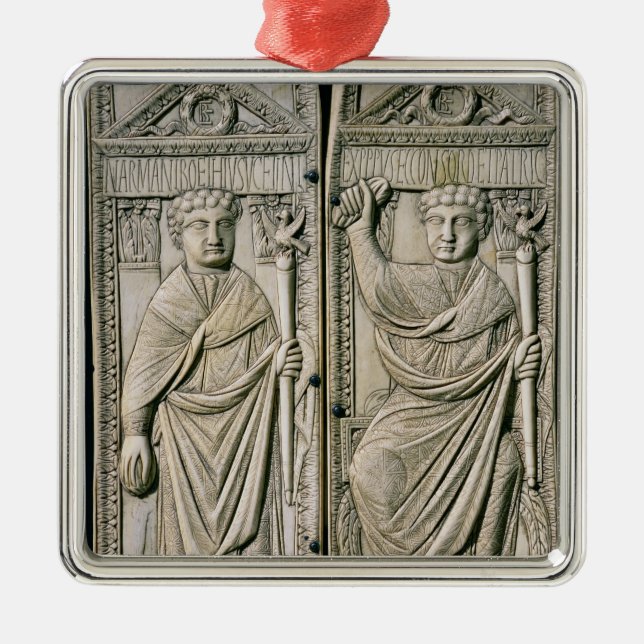 Diptych of Boethius  Consul in 487 AD Metal Tree Decoration (Front)