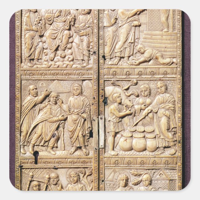 Diptych showing the Miracles of Christ Square Sticker (Front)