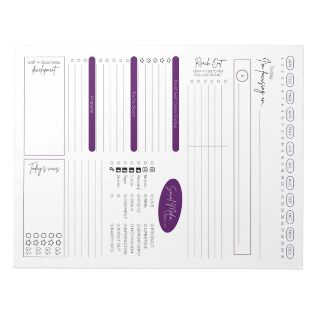 Direct Sales Daily Planning Notepad (Front)