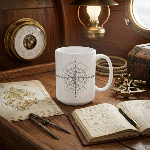 Direction Discovery Nautical Compass Rose Coffee Mug