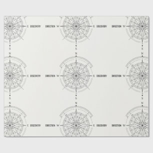 Direction Discovery Nautical Compass Rose Wrapping Paper