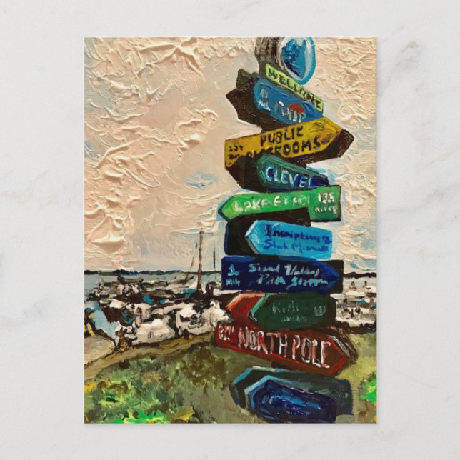 "Direction Marker on Kelley's Island" Postcard (Front)