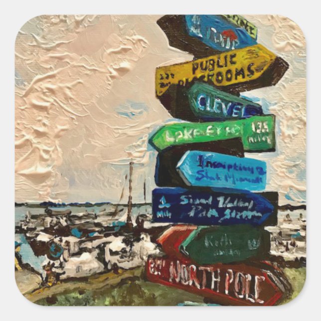 "Direction Marker on Kelley's Island" Sticker (Front)