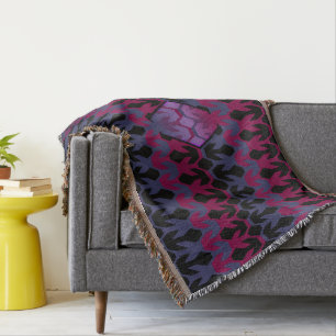Directional Arrow in a Maroon and Blue Grey Patter Throw Blanket
