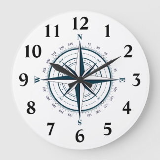 Directional Star Compass with Degrees Large Clock