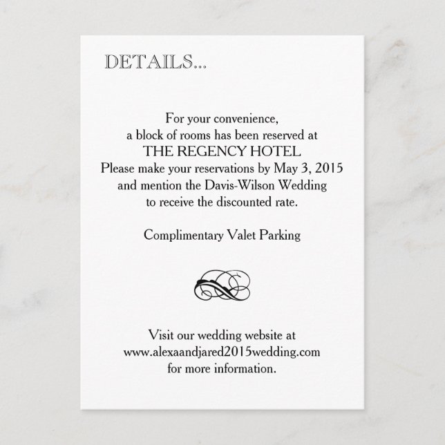 Directions and Details Insert Card (Front)