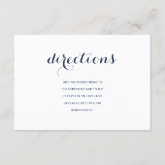 Directions | Dusty Navy Wedding Directions Card