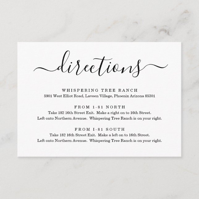 Directions Enclosure Card - Simple (Front)