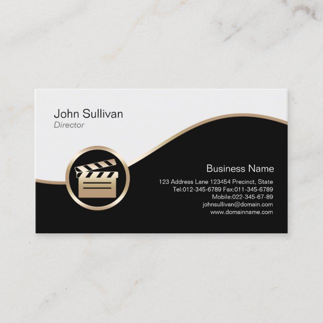 Director Business Card Gold Clapperboard Icon (Front)