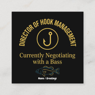 Director of Hook Management Funny Bass Fishing Hum Square Business Card