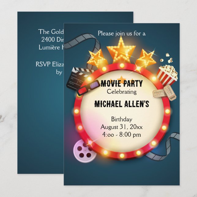 Director’s Cut Birthday Invitation  (Front/Back)