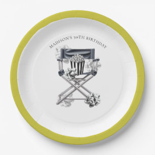 Director's Chair Movie Night Birthday Paper Plate