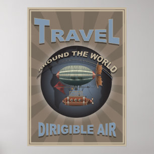 Dirigible Air Vintage World Travel Poster