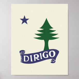 Dirigo / 1901 Maine Flag Framable Art Poster