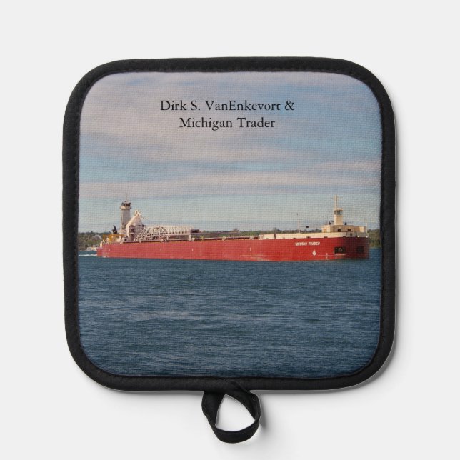 Dirk S VanEnkevort & Michigan Trader pot holder (Front)