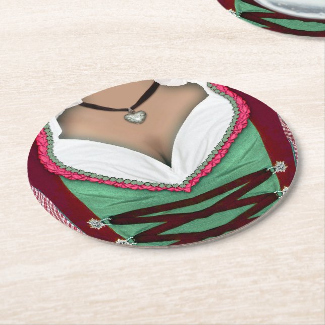 Dirndl Round Paper Coaster (Angled)