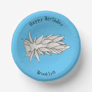 Dirona albolineata nudibranch cartoon illustration paper plate