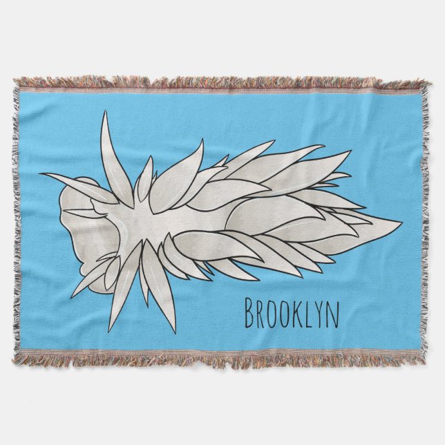 Dirona albolineata nudibranch cartoon illustration throw blanket (Front)