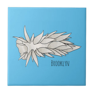 Dirona albolineata nudibranch cartoon illustration tile