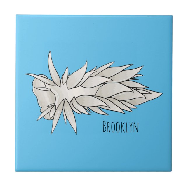Dirona albolineata nudibranch cartoon illustration tile (Front)