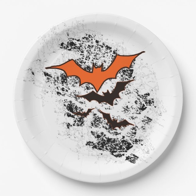dirt bats Halloween party supplies white Paper Plate (Front)
