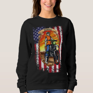 Dirt Bike American Flag Biker Motorcycle Usa 4th O Sweatshirt