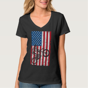Dirt Bike American Flag Graphic Patriotic Usa 4th  T-Shirt