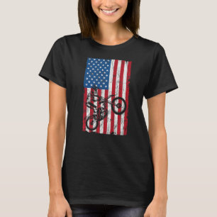 Dirt Bike American Flag Graphic Patriotic Usa 4th  T-Shirt