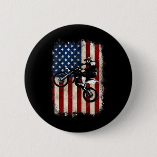 Dirt Bike American Flag Motocross Biker 4th Of Jul 6 Cm Round Badge