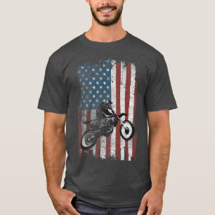 Dirt Bike American Flag Motocross Biker 4th of Jul T-Shirt
