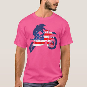 Dirt Bike American Flag Motocross Biker 4th of Jul T-Shirt