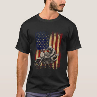 Dirt Bike American Flag Motocross Biker 4Th Of Jul T-Shirt