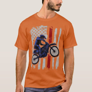 Dirt Bike American Flag Motocross Biker 4th of Jul T-Shirt