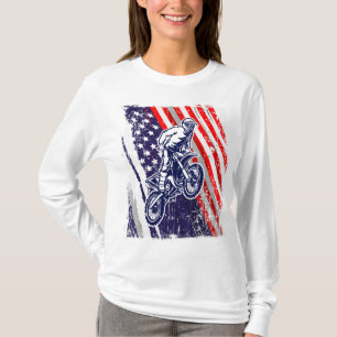 Dirt Bike American Flag Motocross Biker 4th of Jul T-Shirt