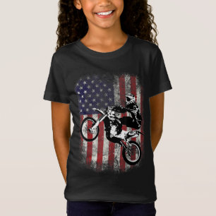 Dirt Bike American Flag Motocross Biker 4th of Jul T-Shirt