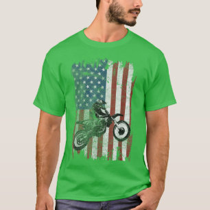 Dirt Bike American Flag Motocross Biker 4th of Jul T-Shirt