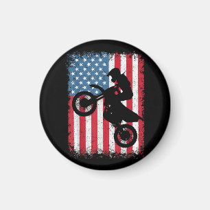 Dirt Bike American Flag Motocross Biker Men Boys V Magnet