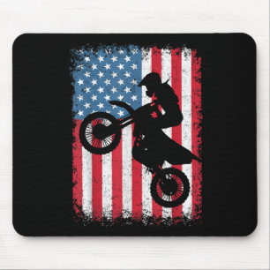 Dirt Bike American Flag Motocross Biker Men Boys V Mouse Pad