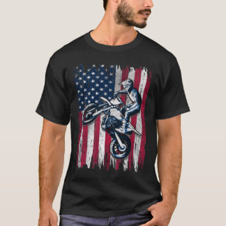 Dirt Bike American Flag Motocross Biker T-Shirt