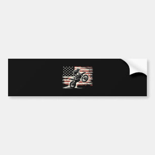 Dirt Bike American Flag Motocross Biker Vintage US Bumper Sticker