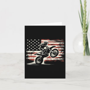 Dirt Bike American Flag Motocross Biker Vintage Us Card