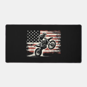 Dirt Bike American Flag Motocross Biker Vintage US Desk Mat
