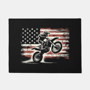 Dirt Bike American Flag Motocross Biker Vintage US Doormat