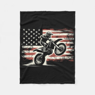 Dirt Bike American Flag Motocross Biker Vintage Us Fleece Blanket