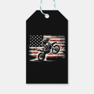 Dirt Bike American Flag Motocross Biker Vintage US Gift Tags