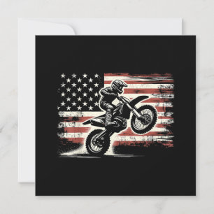 Dirt Bike American Flag Motocross Biker Vintage US Invitation