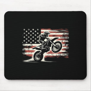 Dirt Bike American Flag Motocross Biker Vintage Us Mouse Pad