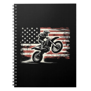 Dirt Bike American Flag Motocross Biker Vintage US Notebook