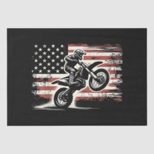 Dirt Bike American Flag Motocross Biker Vintage US Tissue Paper