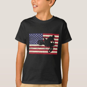 Dirt Bike American Flag Motocross Enduro  T-Shirt